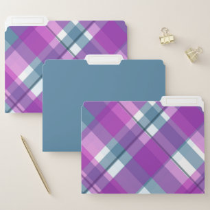 Pink and Blue Green Plaid File Folder