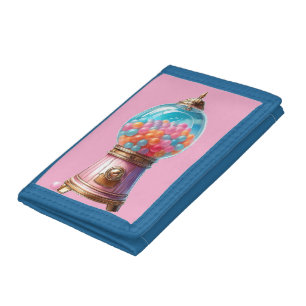 Pink and Blue Gumball Machine  Trifold Wallet