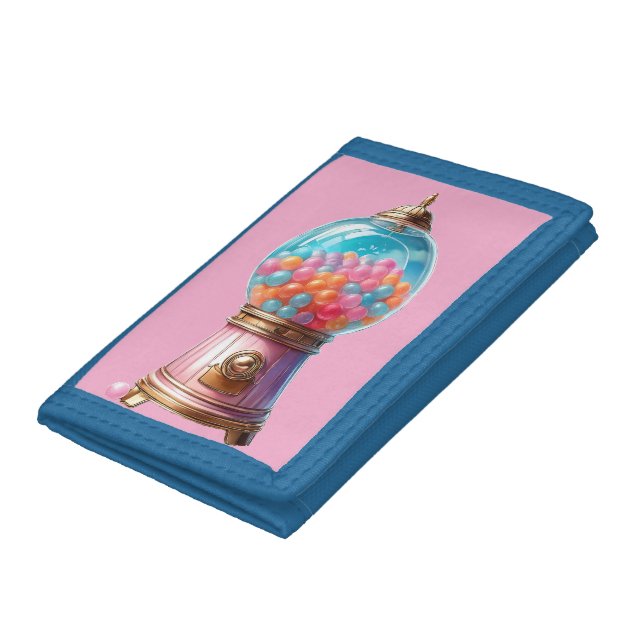 Pink and Blue Gumball Machine  Trifold Wallet (Bottom)