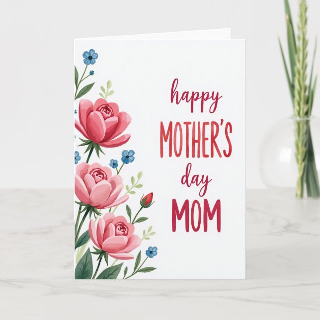 Pink And Blue Happy Day Card (Front)