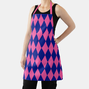 Pink and Blue Harlequin Checkered Design Apron
