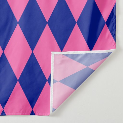 Pink and Blue Harlequin Checkered Design  Fabric