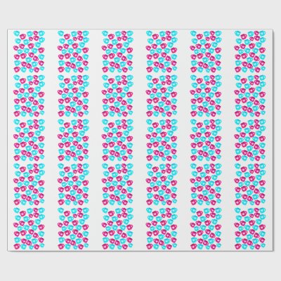 Pink and Blue Heart Cups Pattern Wrapping Paper