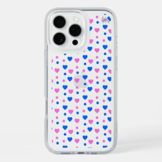 Pink and Blue Hearts and Polka Dots Pattern iPhone 16 Pro Max Case