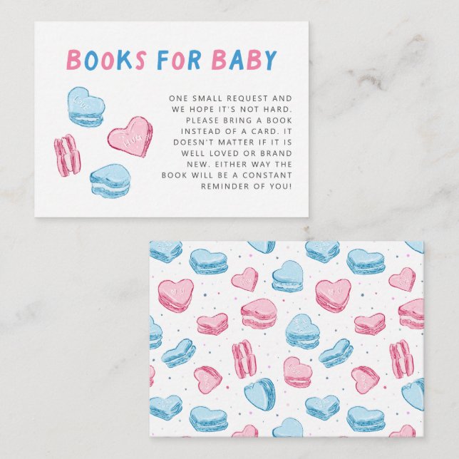 Pink and Blue Hearts Book Request  Enclosure Card (Front/Back)