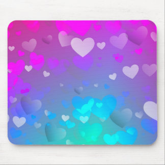 Pink and Blue Hearts Mouse Pad