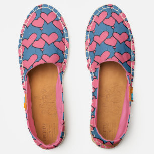 Pink and blue hearts pattern espadrilles