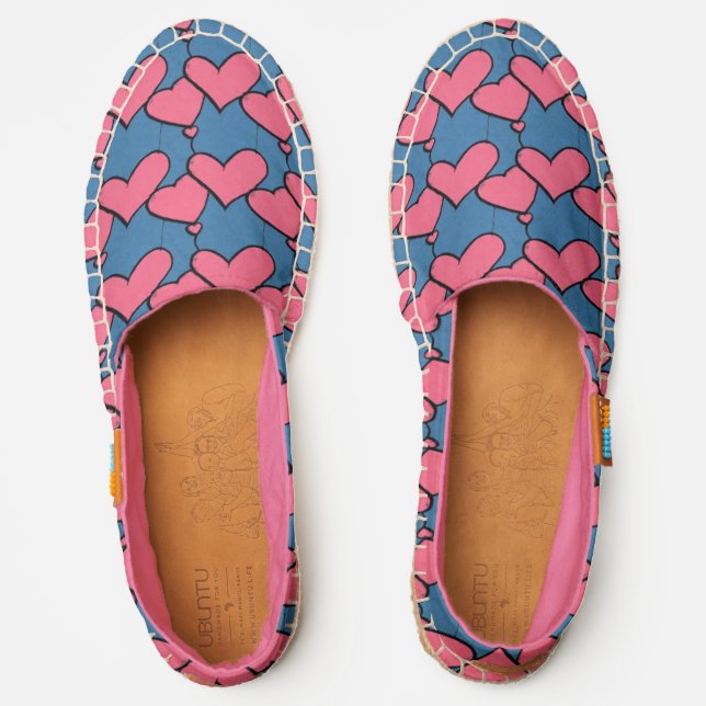 Pink and blue hearts pattern  espadrilles (Front)
