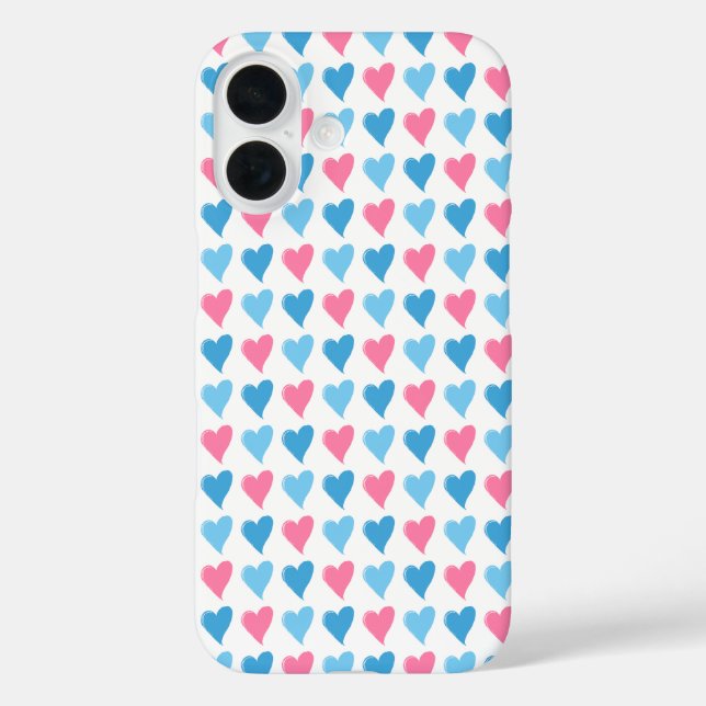 Pink and Blue Hearts Valentine Case-Mate iPhone Case (Back)