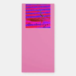 pink and blue heron Thunder_Cove Magnetic Notepad