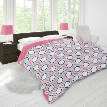 Pink And Blue Honeycomb Pattern Duvet Cover by heartlockedhome at Zazzle