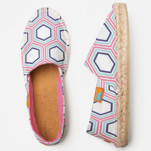 Pink and Blue Honeycomb Pattern Espadrilles