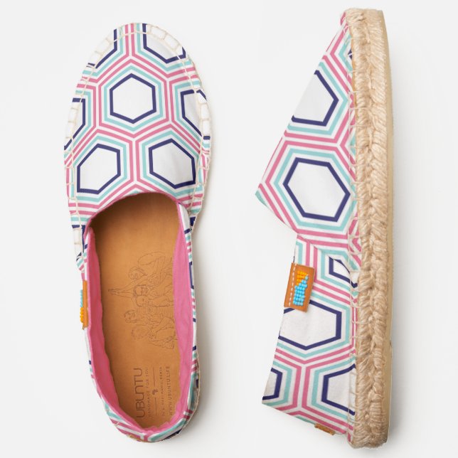 Pink and Blue Honeycomb Pattern Espadrilles (Side)