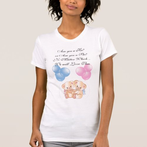 Pink and Blue Hugging Bears Expecting T_Shirt