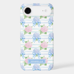 Pink and Blue Hydrangeas Striped iPhone 17 Air Case