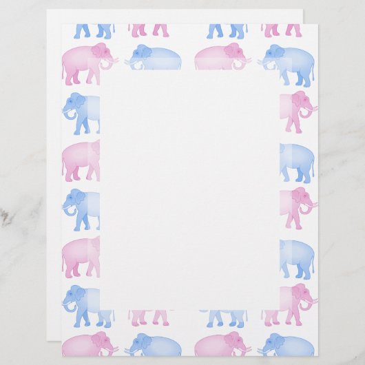 Pink and Blue Indian Elephant Pattern (Front/Back)