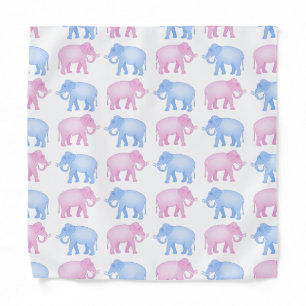 Pink and Blue Indian Elephant Pattern Bandana