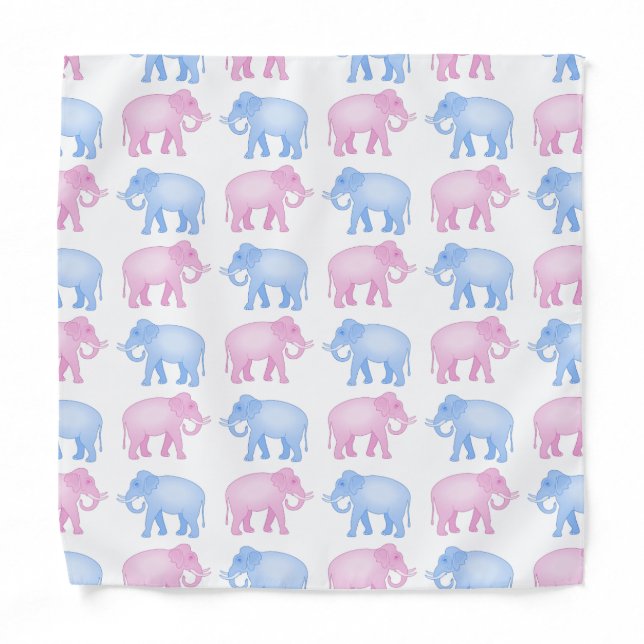Pink and Blue Indian Elephant Pattern Bandana (Front)