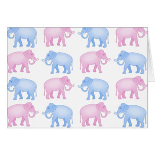 Pink and Blue Indian Elephant Pattern Cards