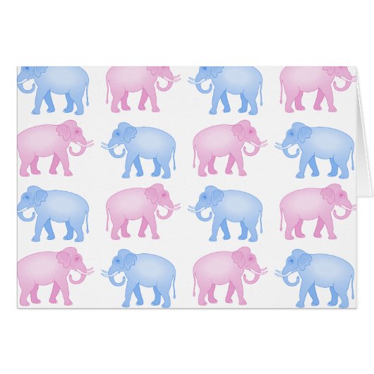 Pink and Blue Indian Elephant Pattern Cards (Front Horizontal)