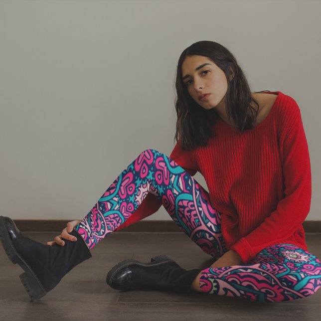 Pink and Blue Intricate Mandala Pattern Leggings (Creator Uploaded)