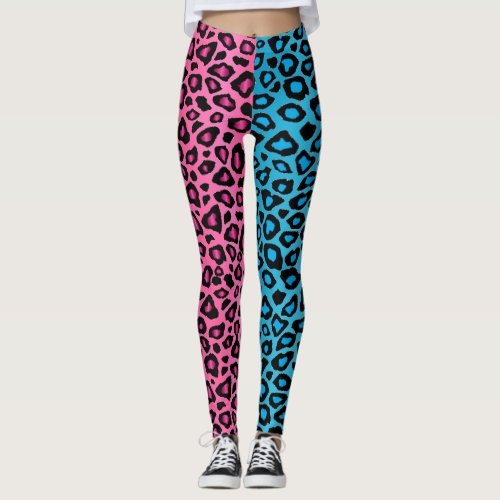 Pink and Blue Leopard Animal   Leggings