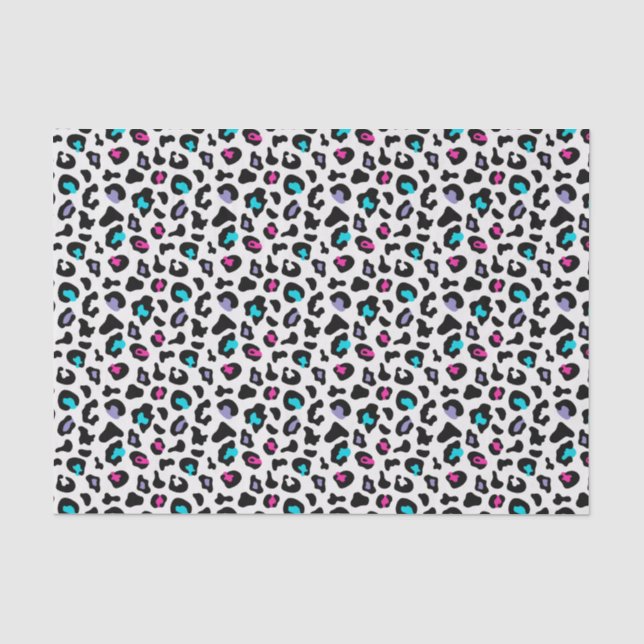 Pink and Blue Leopard Animal Print Tissue Paper (Front)