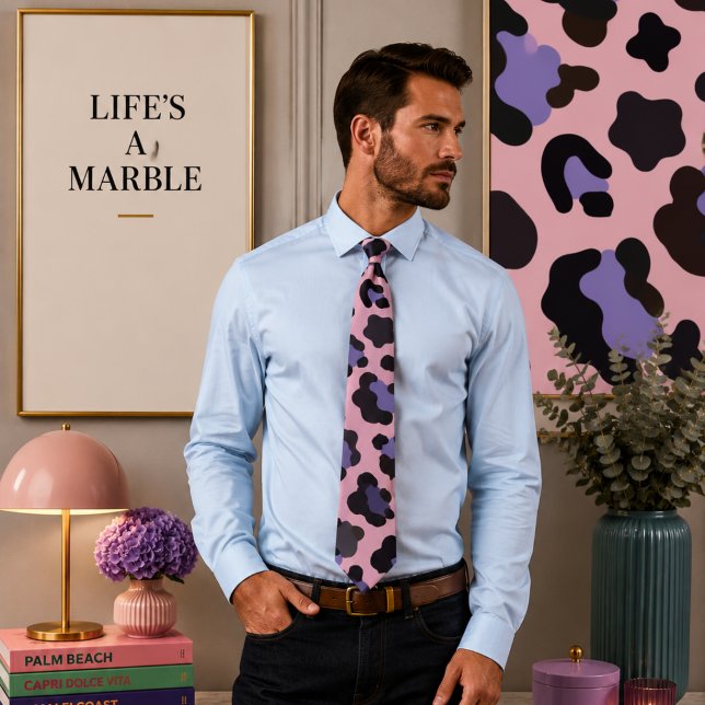 Pink and Blue Leopard Pattern Neck Tie (Creator Uploaded)