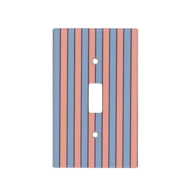 Pink and blue line stripes pattern light switch cover (Front)