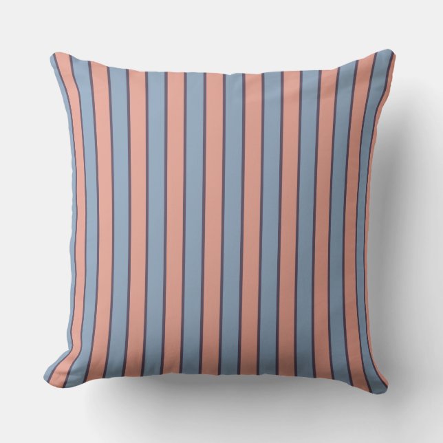 Pink and blue line stripes pattern throw pillow (Front)