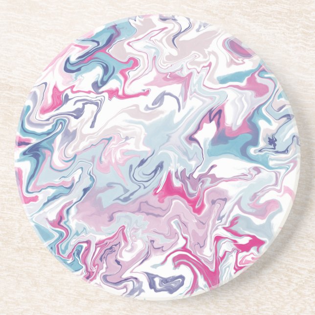 Pink and blue liquid acrylic coaster (Front)
