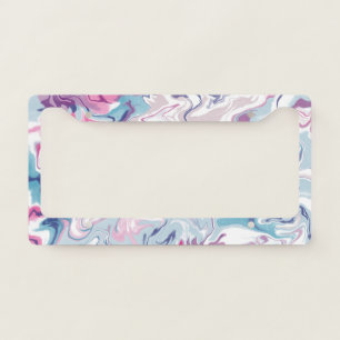 Pink and blue liquid acrylic license plate frame