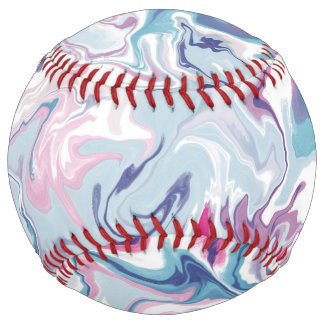 Pink and Blue Liquid Acrylic Softball – Abstract 