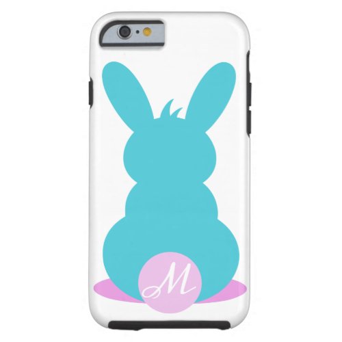 Pink and blue little bunny monogram iPhone Case