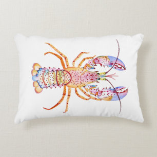 Pink and Blue Lobster Accent Pillow