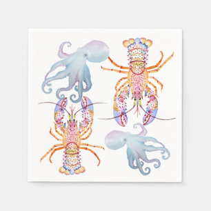 Pink and Blue Lobster Napkins