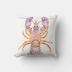 Pink and Blue Lobster Throw Pillow