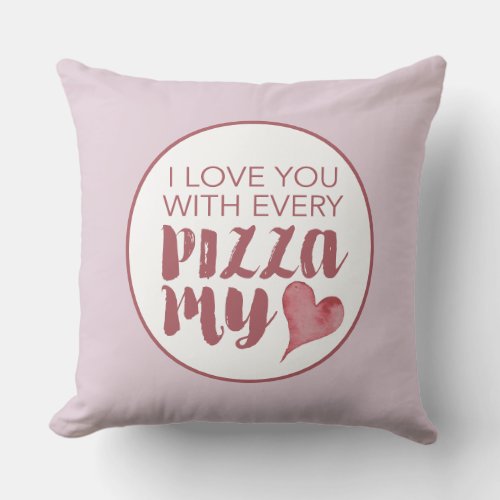 Pink and Blue Love With Pizza My Heart Throw Pillow