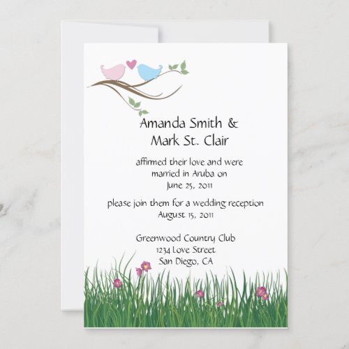 TBA - Lovebirds Wedding Reception Invitation