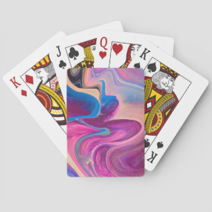 Pink and Blue Marble Art Playing Poker Cards