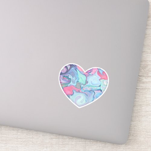 Pink and Blue Marble Texured Heart Vinyl Sticker