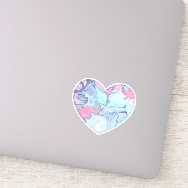 Pink and Blue Marble Texured Heart Vinyl Sticker (Detail)