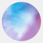 Pink And Blue Marble Watercolour Classic Round Sticker at Zazzle