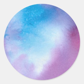 Pink And Blue Marble Watercolour Classic Round Sticker by Sara_Rachel at Zazzle