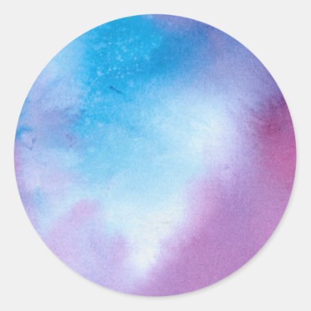 Pink And Blue Marble Watercolour Classic Round Sticker