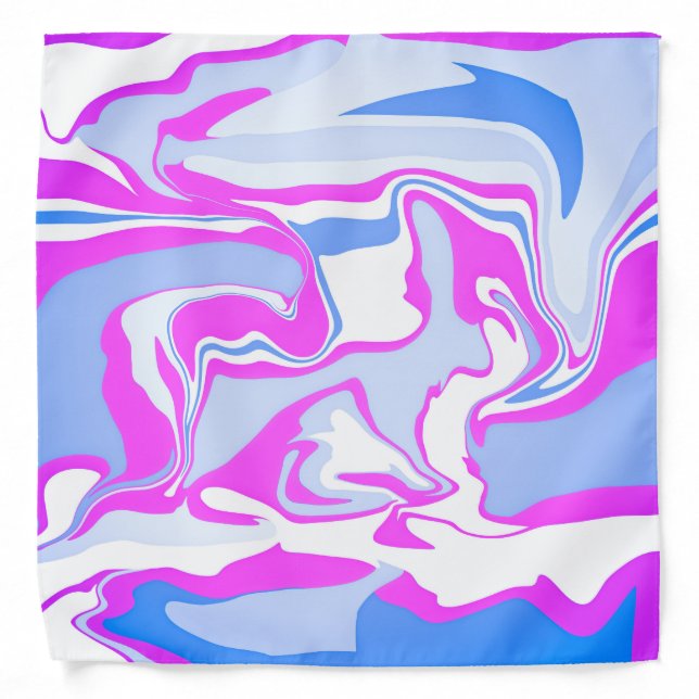 Pink and Blue Marbling Bandana (Front)