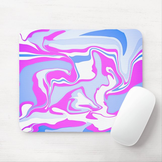 Pink and Blue Marbling Mouse Pad (With Mouse)