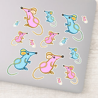 Pink and blue mice sticker