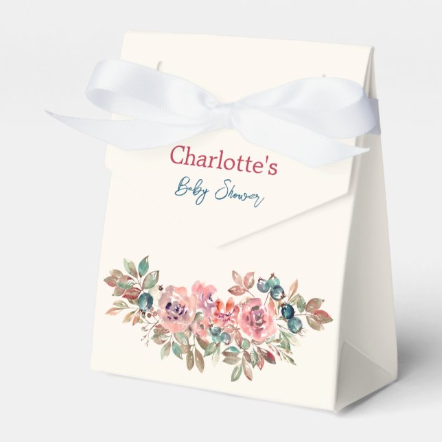 Pink and Blue Modern Baby Shower Favor Boxes (Front Side)