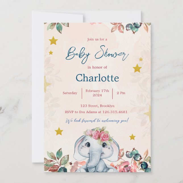 Pink and Blue Modern Baby Shower Invitation (Front)